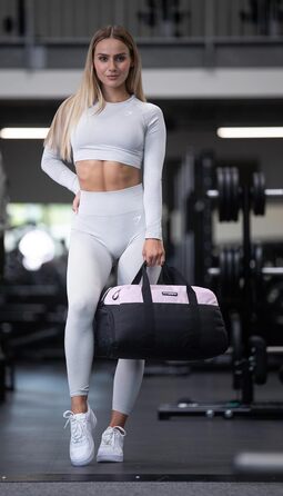 Спортивна та дорожня сумка V2 для жінок і чоловіків з відділенням для взуття та вологих речей, середня, чорна з рожевим, для тренувань, фітнесу та подорожей