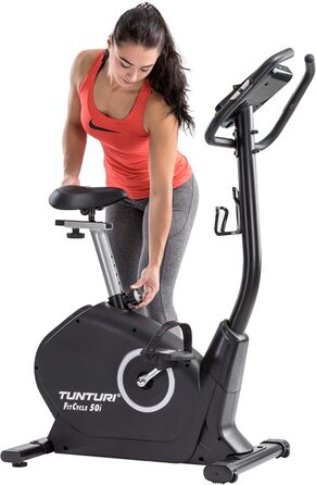 Велотренажер Tunturi FitCycle 50i/70i з LCD-дисплеєм, додатками Zwift і Tunturi Routes, 32 рівня навантаження, сенсором пульсу, для дому, до 150 кг