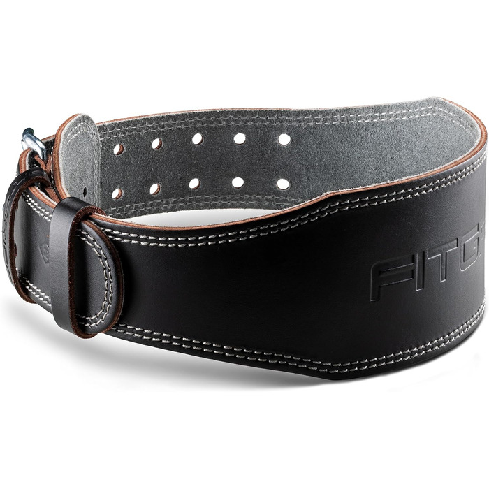 Шкіряний пояс для важкої атлетики Fitgriff, чорний, XXL, 4 дюйми – для бодібілдингу, пауерліфтингу та тренувань, 100% натуральна шкіра, унісекс