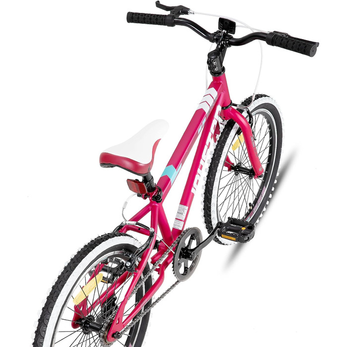 JOYSTAR Lubbock 20/24 дюймове дитяче гірське велосипед для хлопчиків та дівчаток 7-12 років (1/7 швидкостей), білобокові покришки, червоний колір