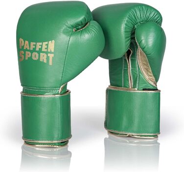 Боксерські рукавички Paffen Sport PRO Wide з клямкою для тренувань та спарингу (14 унцій, зелений/золотий)