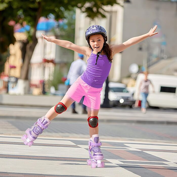 Ролики Nattork для дітей 6-12 років, регульовані, райдужні ролики-квади з підсвічуванням, ідеальний подарунок для активного відпочинку