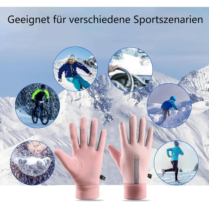 Зимові велосипедні рукавички для жінок, теплі термо рукавички з підтримкою сенсорного екрану, для бігу, їзди, велоспорту та піших прогулянок