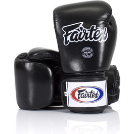 Боксерські рукавички Fairtex з натуральної шкіри, чорні, 16 унцій, щільна посадка