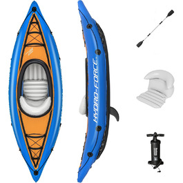 Надувний каяк Hydro-Force Cove Champion для 1 особи, з ручним насосом, веслом та сумкою, синій