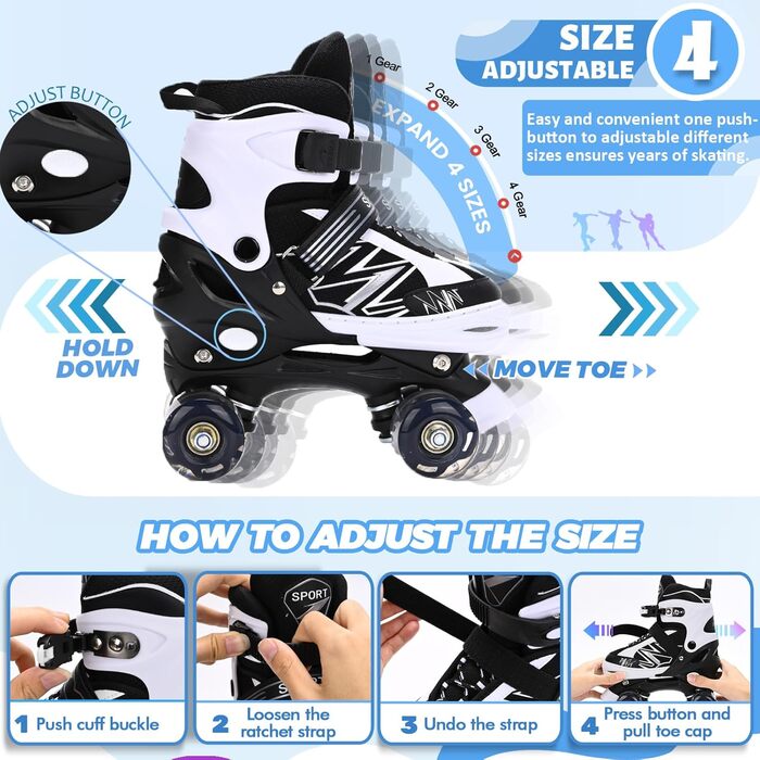 Роликові ковзани для дітей LOKJIJI: регульовані, фіолетові та білі, для початківців