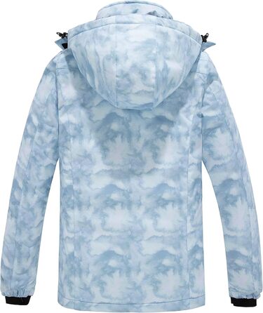 Жіноча куртка Wantdo для гірського туризму та хайкінгу, водонепроникна, з капюшоном, тепла, світло-блакитна