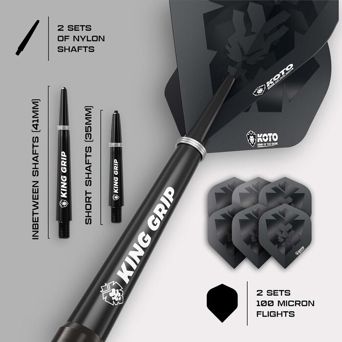 Дарти KOTO Sting Black 22г, сталеві, 90% Tungsten, комплект (3 шт) + пір'я та штоки