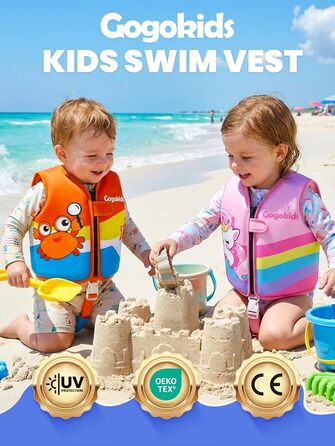 Спасальний жилет для плавання Gogokids для дітей 15-30 кг, помаранчевий, 5-8 років