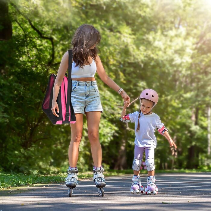 Сумка для роликів та ковзанів для дітей, рожева, з регульованими ремінцями та відділеннями