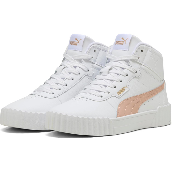 Кросівки PUMA Carina 3.0 Mid для жінок, 39 EU, білий, рожевий кварц, золотий