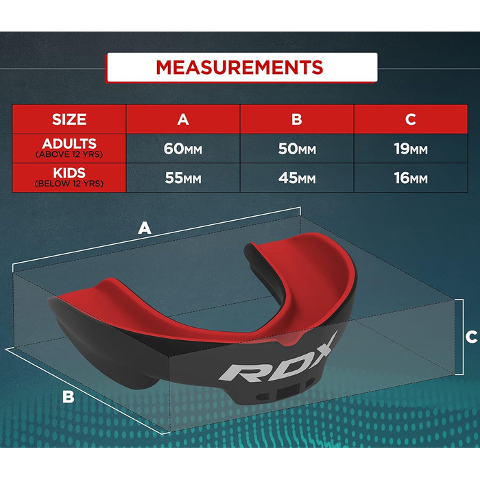Капа для спорту RDX: захист зубів для MMA, кікбоксингу, хокею та інших видів спорту. Зручна та адаптована для дорослих (від 12 років).
