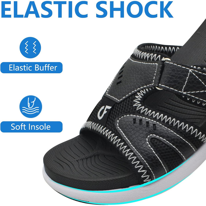 Чоловічі спортивні сандалії COFACE для відновлення після навантаження, підтримка склепіння стопи, ортопедичні, чорні, розмір 40-48