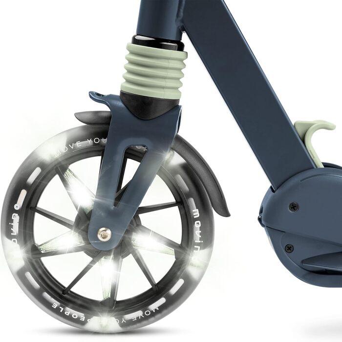 Електросамокат Movino City Light для дітей та підлітків, синій/оливковий: з амортизатором, колеса 180мм, регульований кермо