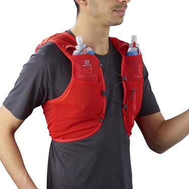 Гідраційний жилет SALOMON ADV Hydra Vest 8 для бігу та хайкінгу, унісекс, комфорт та стабільність, швидкий доступ до води, червоний, розмір L