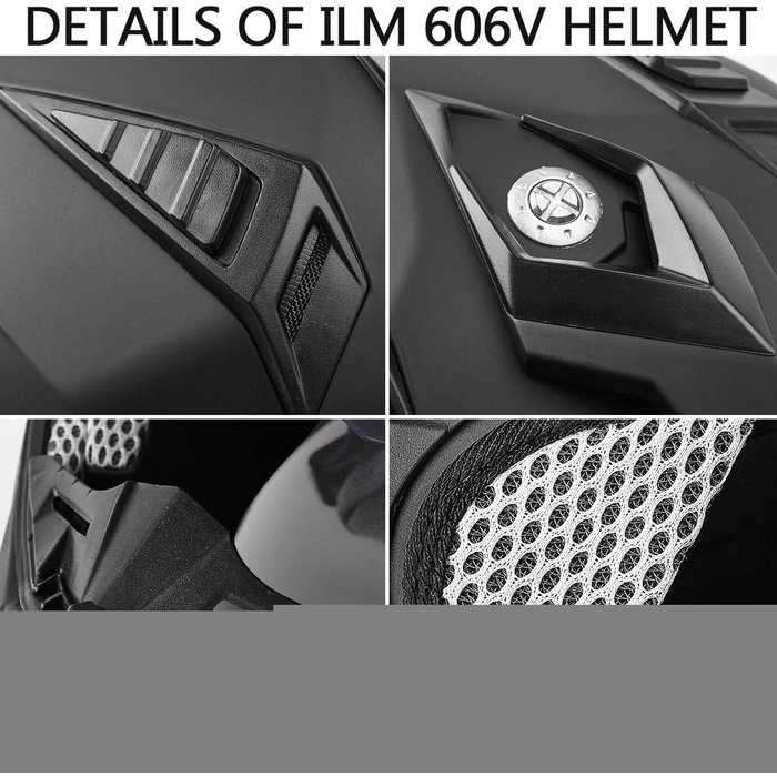 Мотоциклетний шолом ILM 606V Dual Port, повнолицевий, з внутрішнім сонцезахисним козирком, для бездоріжжя, мотокросу, квадроцикла, сертифікований DOT, розмір XXL