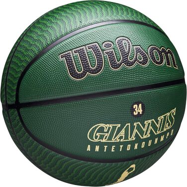 Баскетбольний м'яч Wilson NBA Player Icon для вулиці, розмір 7 (29,5'') та міні, Milwaukee Bucks