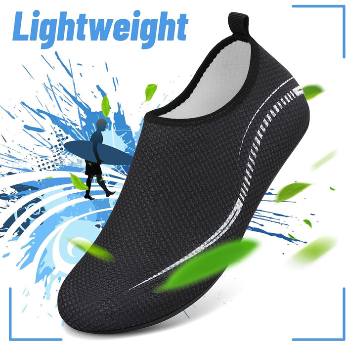 Чоботи для плавання та водного спорту: чоловічі та жіночі неопренові тапки, для пляжу, серфінгу, басейну (41 EU, 788 Чорний)