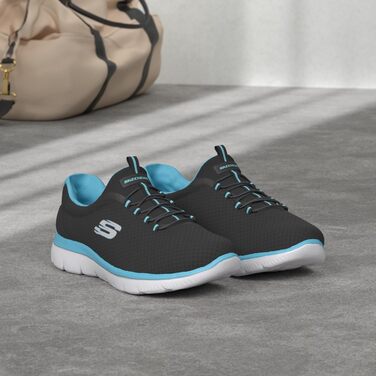 Кросівки жіночі Skechers Summits чорні з бірюзовими вставками (38 EU)