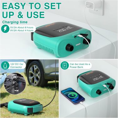 Електричний насос для SUP-дошки AGPTEK: акумуляторний, 20PSI, автоматичне відключення, 12V, для SUP та човнів
