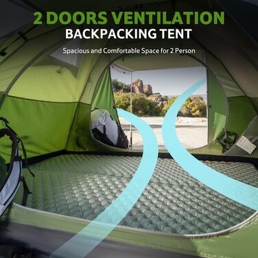 Намет Naturehike Bleik Ultraleicht 2-3 особи для кемпінгу, трекінгу та велотуризму 230x240x115 см, Зелений