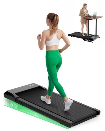 Бігова доріжка Lacuffy Walking Pad з нахилом та AI-тренуванням, керування через додаток, для дому та під стіл, макс. 136 кг, 90 см, чорна