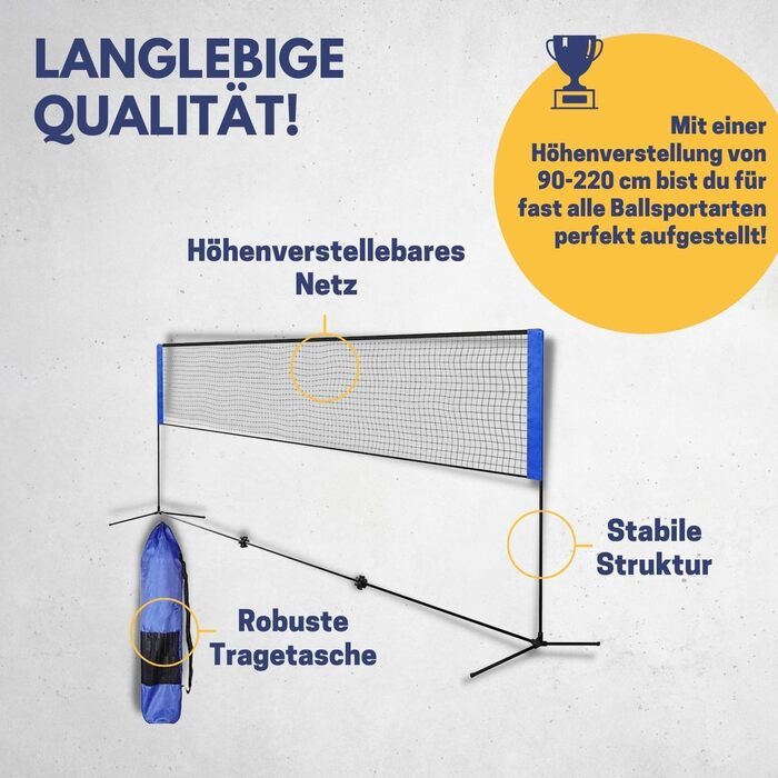 Універсальна сітка для волейболу, бадмінтону, тенісу та футболу Best Sporting 4 в 1, мобільна, для вулиці, ширина 310 см, висота регулюється 90-220 см