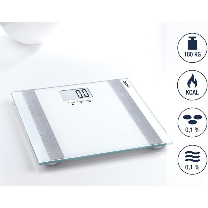 Електронна вага Exacta Deluxe для зважування людей з LCD-дисплеєм, визначенням жиру, води, м’язів і калорій