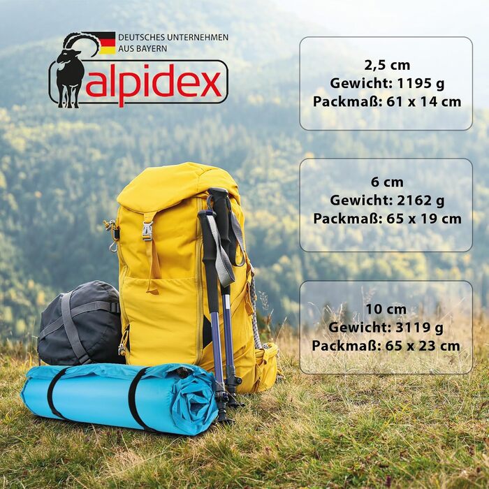 ALPIDEX Isomatte Camping: самонадувний килимок для кемпінгу 190x60x2.5 см, Berry Berry, 2.5-10 см товщина
