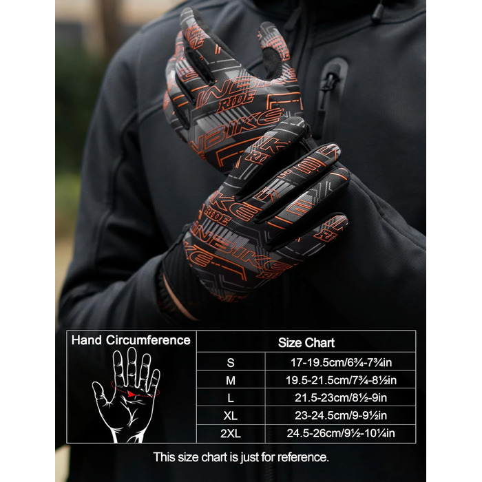 Велосипедні рукавички INBIKE для чоловіків, бігові рукавички, ударостійкі, еластичні, світловідбиваючі, дихаючі, помаранчеві, XXL