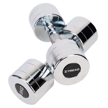 Набір гантелей XTREXO 2 шт. (2.5-12 кг) з хромованою поверхнею, сталеві, з неслизьким грифом – для силових тренувань вдома та у спортзалі