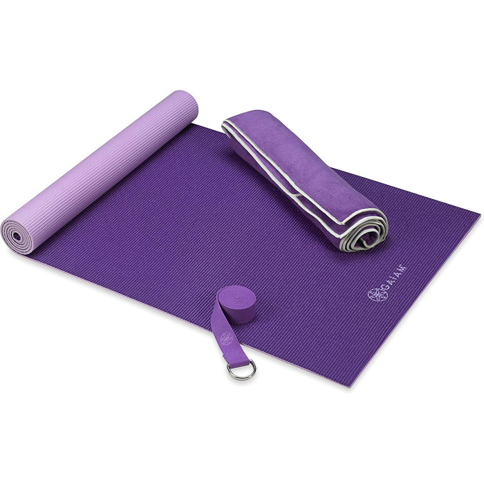 Преміум-набір для гарячої йоги Fit For Life Gaiam: килимок 6мм, рушник, стрічка 180см