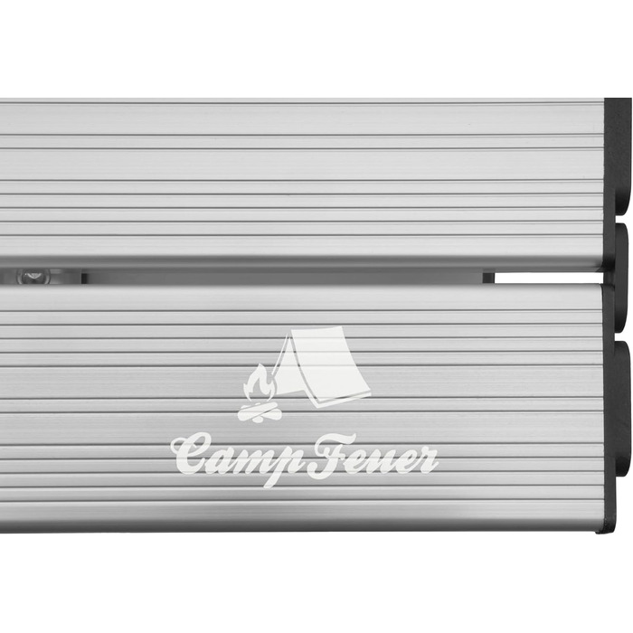 Складаний туристичний стіл CampFeuer 90,5 x 51,5 см з сумкою | Зручний для кемпінгу, відпочинку на природі, балкону та дачі | Регульована висота, виготовлений у срібному кольорі