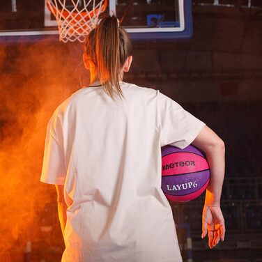 М'яч баскетбольний Meteor Layup Kinder Mini, розмір 7 (чоловічий), розмір 6 (жіночий), рожевий та фіолетовий - для дітей 4-8 років, ідеальний для тренувань