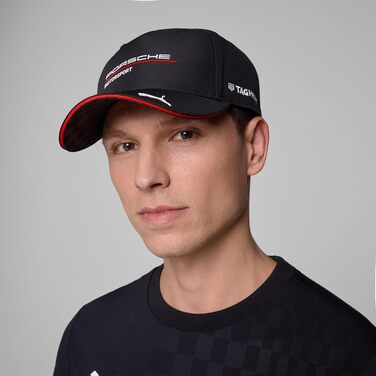 Кепка PUMA Porsche Motorsport з вигнутим козирком та логотипами Porsche Motorsport та спонсорів, чорна