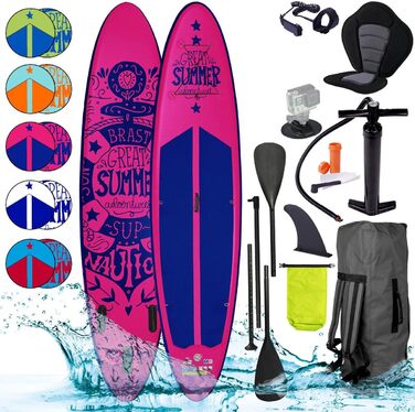 BRAST SUP-дошка надувна 320x81x15 см, комплект: 2-в-1 весло, каяк-сидіння, кріплення для екшн-камери, ремінець, рюкзак, 5 років гарантії, 6 дизайнів