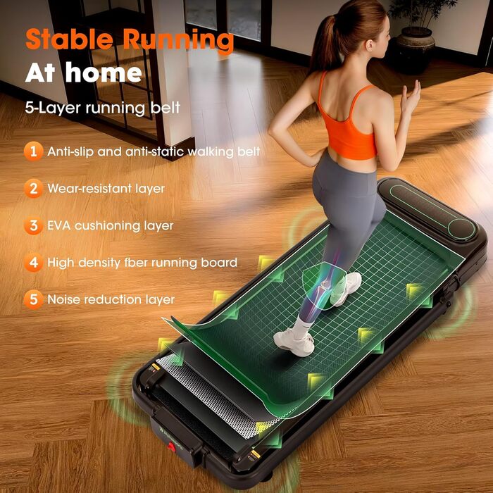 Бігова доріжка Alphaflow для дому та офісу, складана Walking Pad з нахилом 4%, LED-дисплеєм та пультом керування