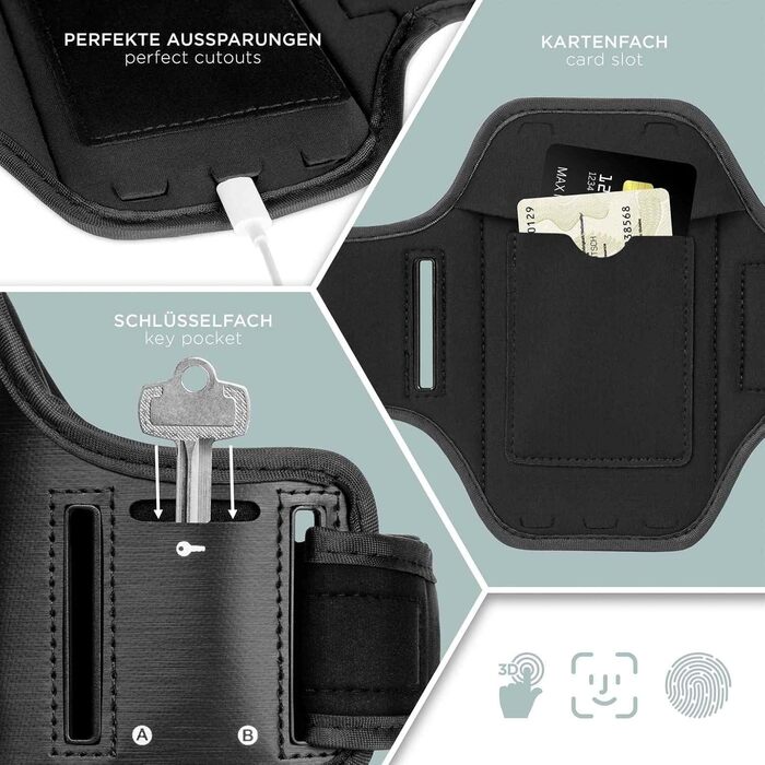 Спортивний чохол на руку ONEFLOW для смартфона, сумісний з Fairphone 5, чорний, арматура для бігу, фітнесу, джогінгу, універсальна арматура для телефону