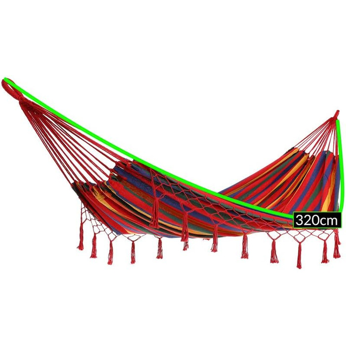 Гамак DETEX для двох міцний Boho-стиль для саду, кемпінгу, подорожей, макраме XXL 300 кг (Червоний)