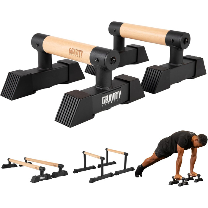 Паралелепи Gravity Fitness для калістеніки: стабільні, портативні, з гібридними дерев'яними ручками - для дому та студії