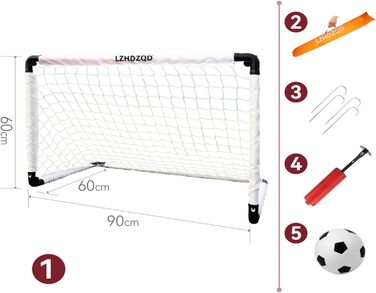 Дитячі складані ворота для футболу 60x45/90x60/115x80 см - ідеальний подарунок для гри в саду, в приміщенні або на вулиці. Білі ворота + м'яч для футболу