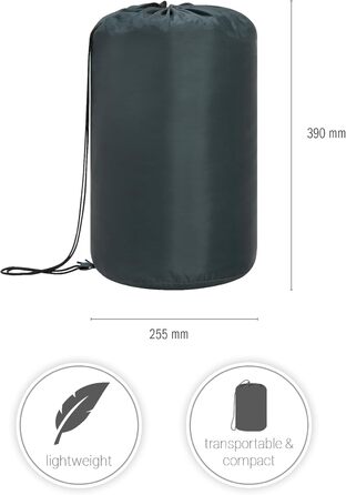 Спальний мішок Paco Home для дорослих та дітей: комфортний, дихаючий, для кемпінгу та подорожей (220x70x6 см, Антрацит)