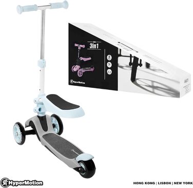 Самокат дитячий Kinderroller HyperMotion 3в1 блакитний: самокат, біговел, літній транспорт для дівчаток та хлопчиків