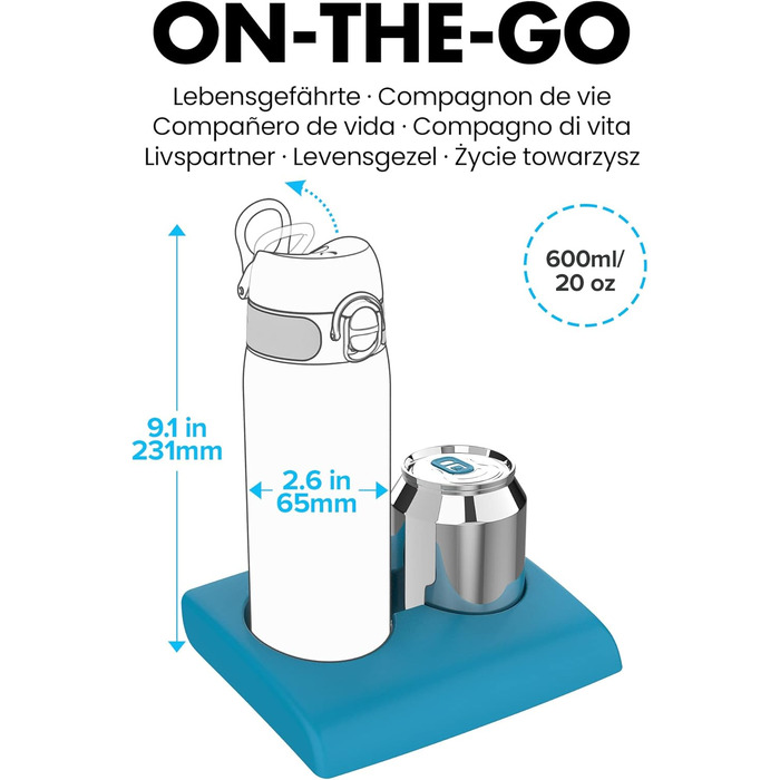 Сталева термобутилка Ion8 Evo чорна, герметична пляшка для води з клапаном One-Finger, кришкою-клапаном та ручкою, підходить для підстаканників, підходить для посудомийки