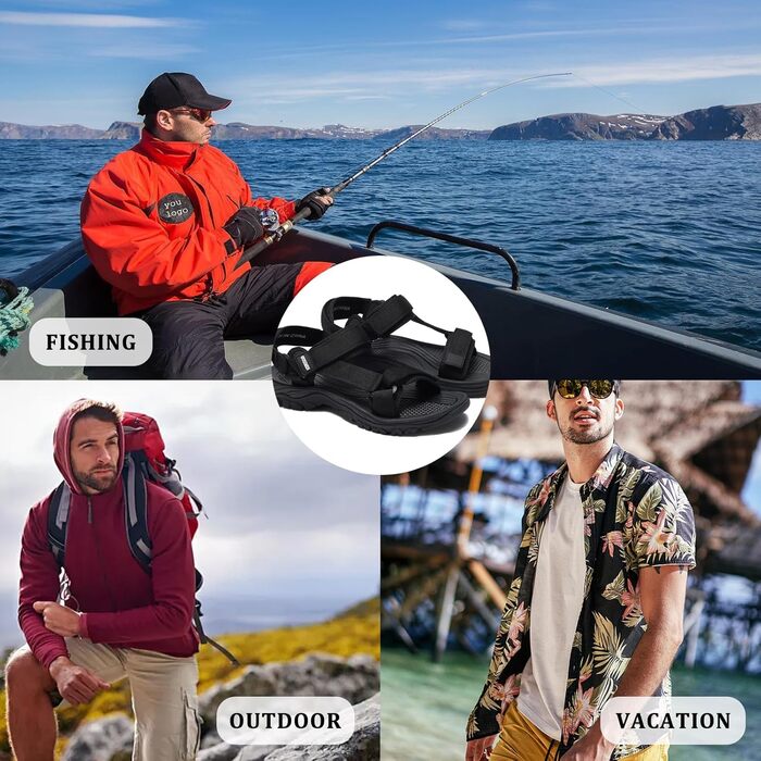 Чоловічі трекінгові сандалі SYKT для туризму та відпочинку на природі (чорні, 43 EU)