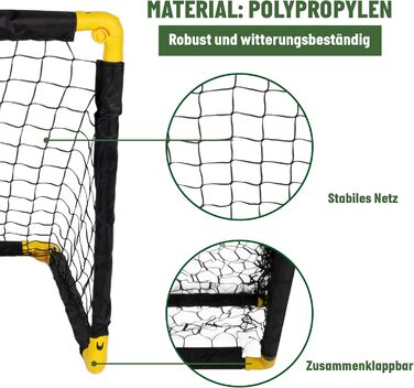 Складні футбольні ворота Umbro 50x44x44 см для дітей, комплект 2 шт., чорні/жовті, для тренувань у саду та приміщенні