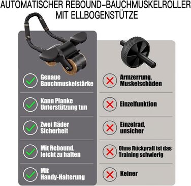 Ролер для пресу AouiSton з автоматичним пружним поверненням та подвійними колесами, чорно-золотий