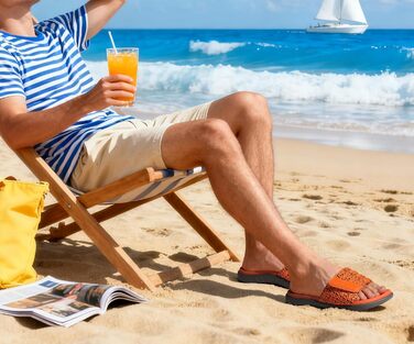 Чоловічі шльопанці ONCAI для душу та басейну з липучкою, відкриті, спортивні, літні, для дому, м'яка гумова підошва, розмір 40-49 (44 EU, помаранчевий)