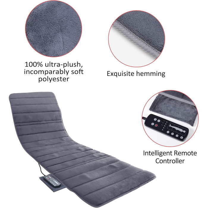 Електрична масажна килимок Comfier з підігрівом для повного тіла, з 10 моторами, 2 терапевтичними подушками, 5 режимами масажу та 3 рівнями вібрації. Подарунчий набір