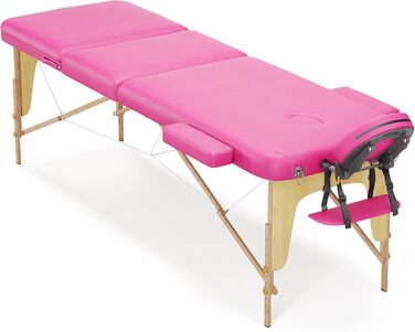 Мобільний масажний стіл Beltom® 195 x 70 см: регульована кушетка для масажу та косметологічних процедур, 3 зони, чорний (рожевий 180x56 см)